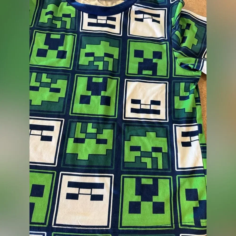 Minecraft 2 Piece Green & Blue Kids Pajamas, Youth Size 8